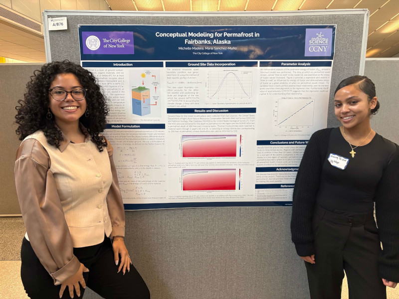 Photo of Rosanny De Leon and Michelle Madera presenting their work.