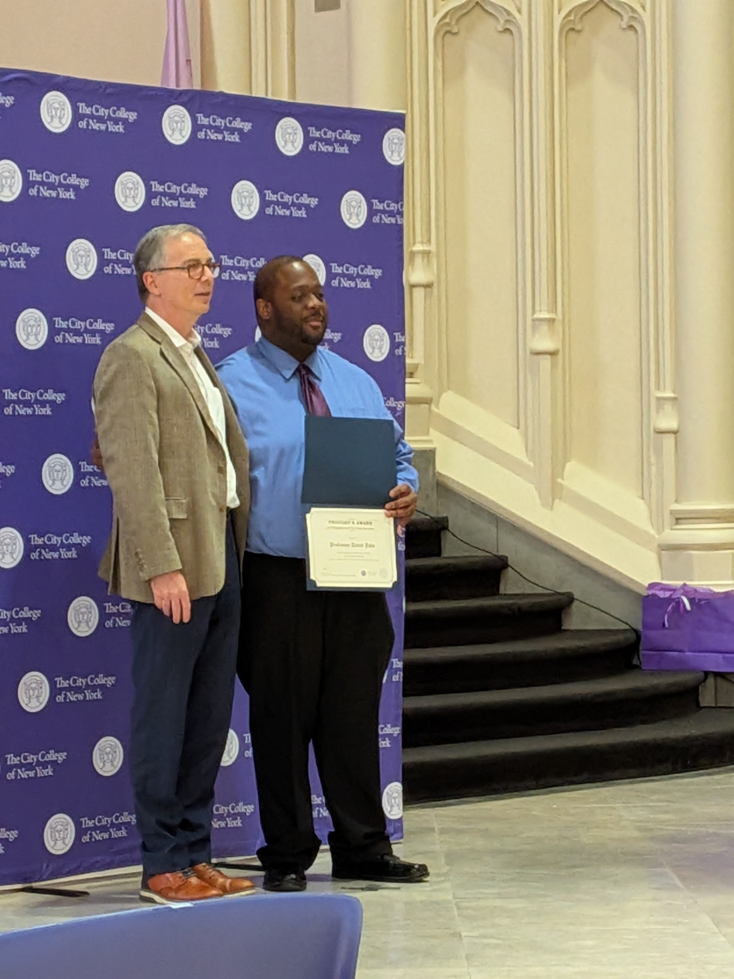 David John receives award in Shepard Hall